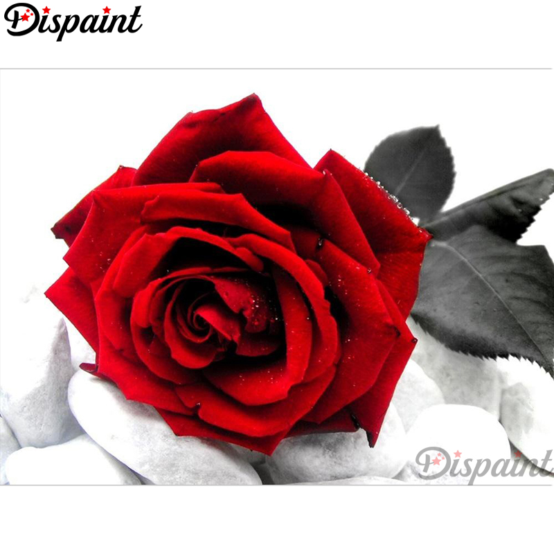 Embroidery Rose Stitch - Dispaint-pintura de diamante redondo/cuadrado completa, cuadro
