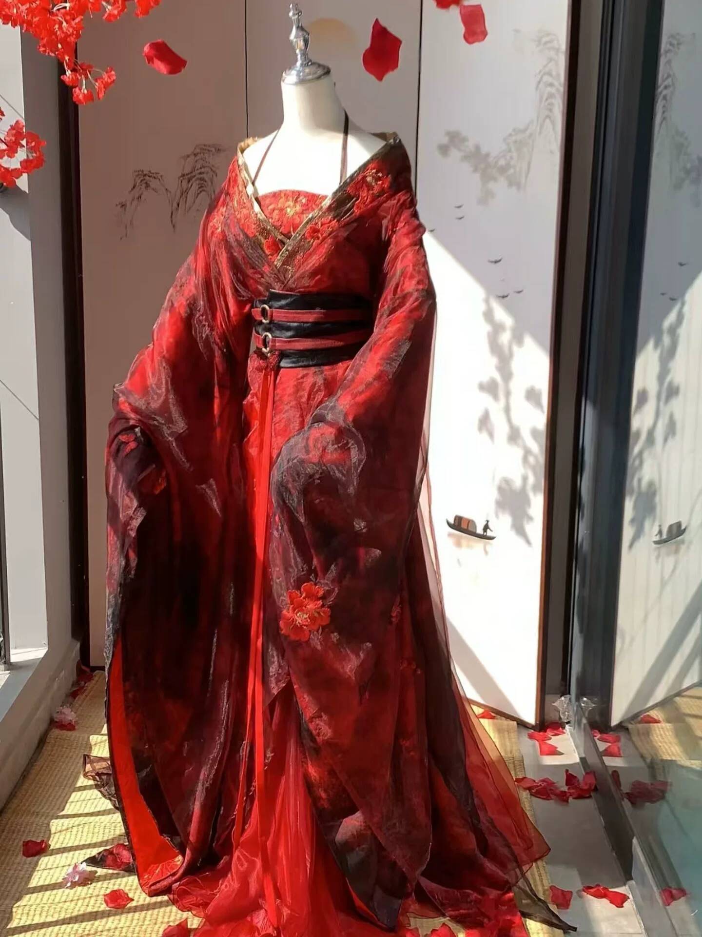 Embroidery Style - Nuevo Hanfu Rojo Datura para Mujer,