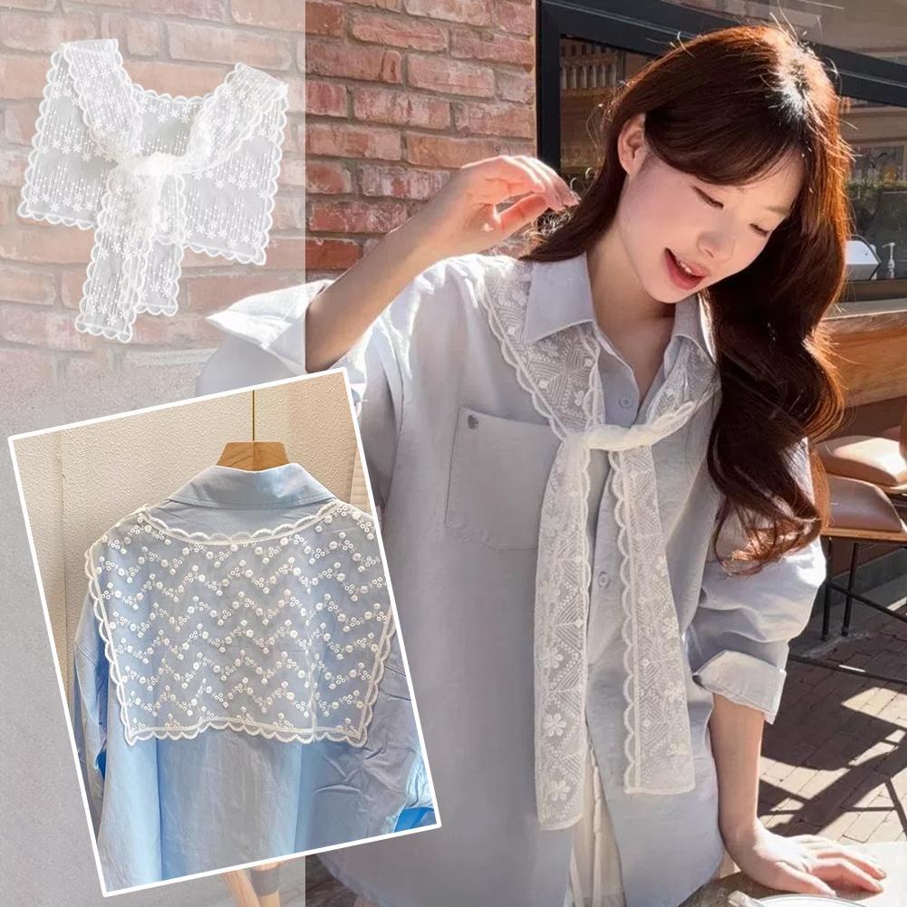 Embroidery Uniforms - Chal de encaje francés para mujer,