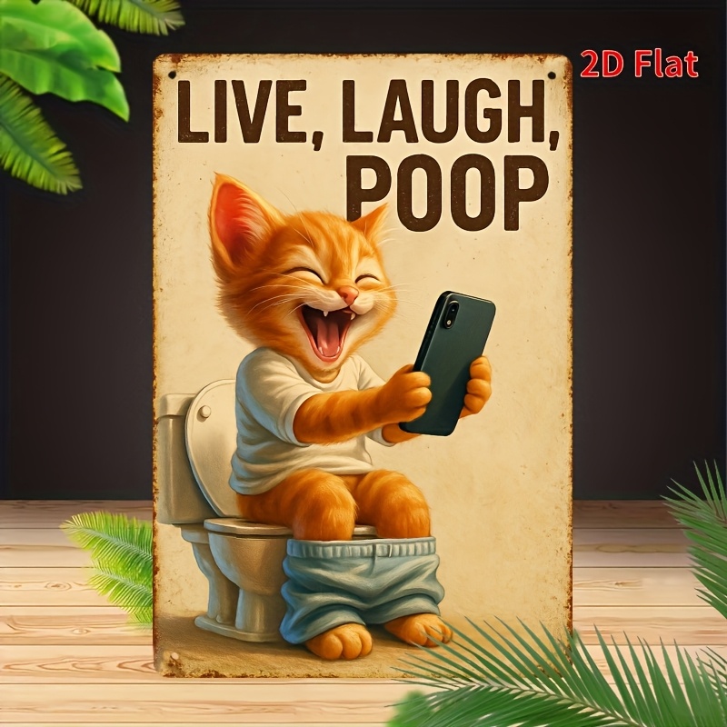 Embroidery Wall Art - Divertido gato en el baño, arte