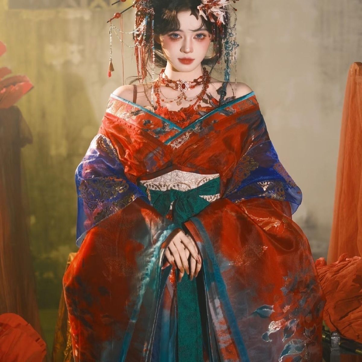 Embroidery Uniforms - Traje Tradicional Hanfu Negro y Azul