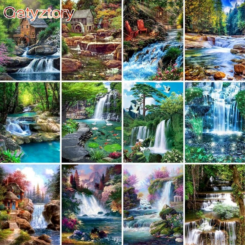 Embroidery Translate - Pintura fotográfica personalizada por números, cascada