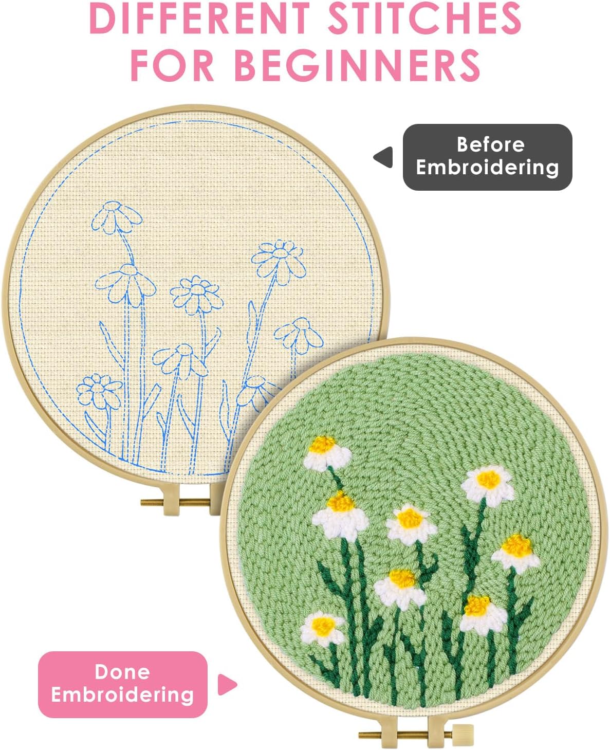 Kits de Agujas de Punch Needle - Embroidery Hoop Square reseña y precio