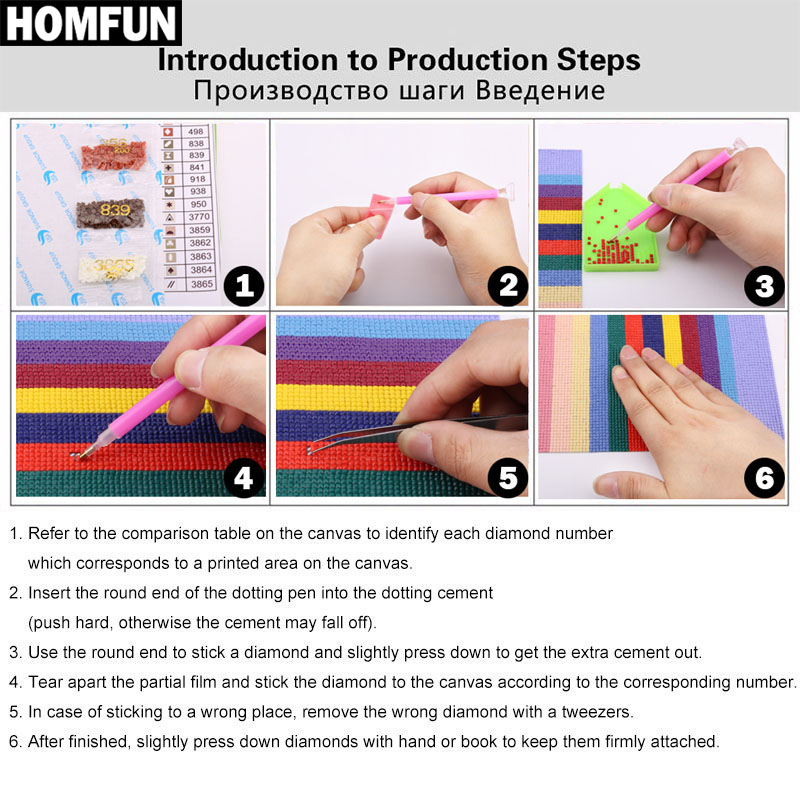 HOMFUN bordado de diamantes 