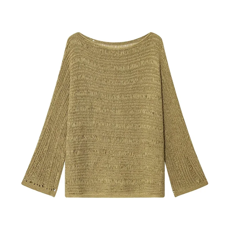 Suéter de Punto con Cuello Bar - Embroidery Fashion reseña y precio