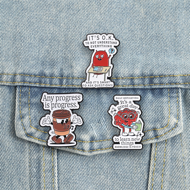 Pins de esmalte con citas posi - Embroidery Texture reseña y precio